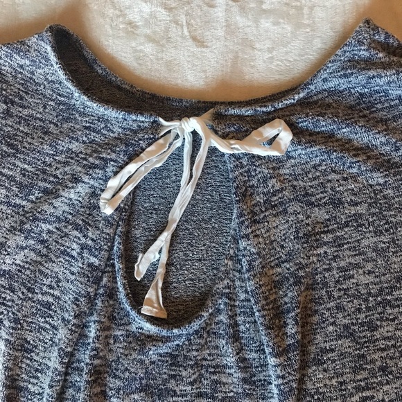 Blue 3/4 Sleeve Sweater with Tie Detail - Picture 2 of 3